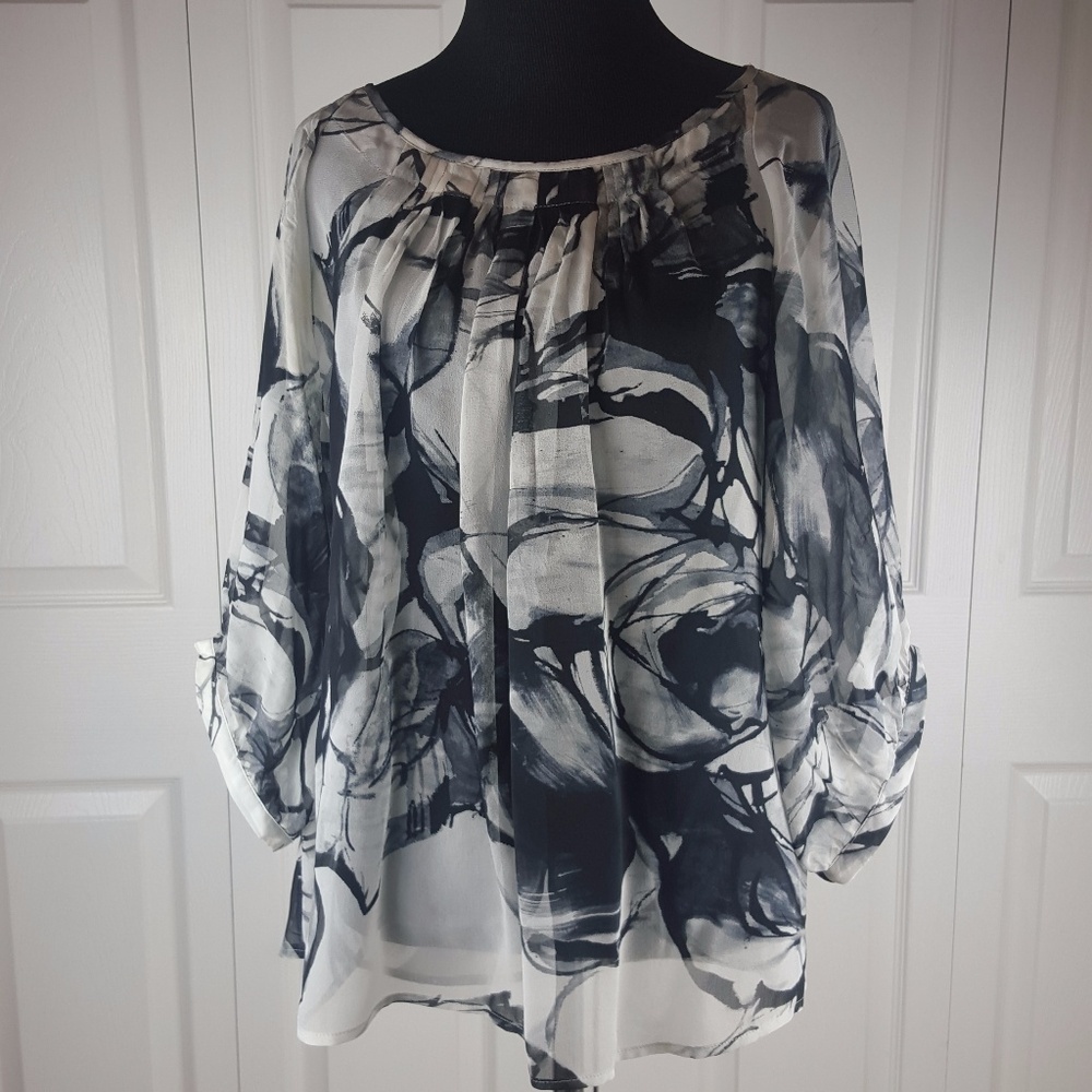 Express Oversized Abstract Flowy Shirt Top XS